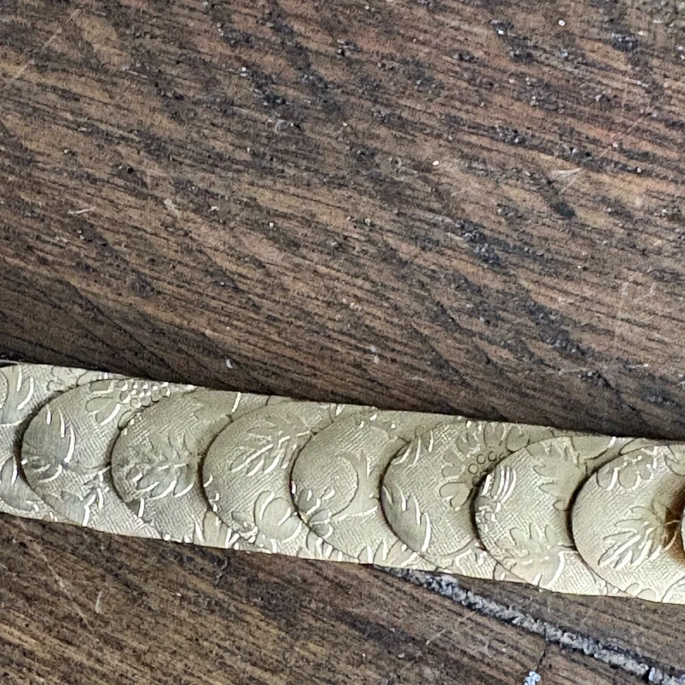 Vintage gold‎ metal stretch belt disk Floral Leaf design Y2K Boho Casual